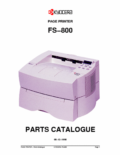 Kyocera FS−800 FS−800 Page Printer Parts Catalogue